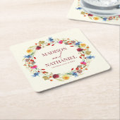 ワイルドフラワーワイルドフラワーフローラ庭園の結婚式 スクエアペーパーコースター (アングル)