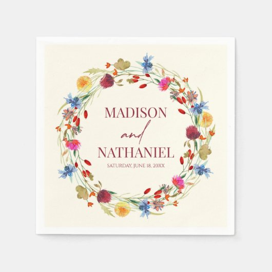 ワイルドフラワーワイルドフラワーフローラ庭園の結婚式 スタンダードカクテルナプキン (正面)