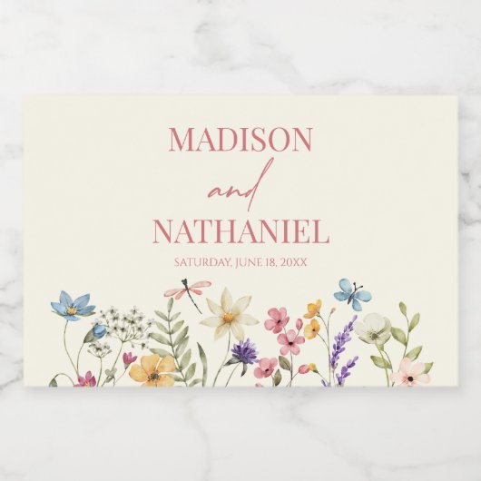 ワイルドフラワーワイルドフラワーフローラ庭園の結婚式 スパークリングワインラベル (シングルラベル)