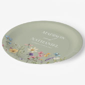 ワイルドフラワーワイルドフラワーフローラ庭園の結婚式 ペーパープレート (アングル)