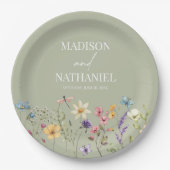 ワイルドフラワーワイルドフラワーフローラ庭園の結婚式 ペーパープレート (正面)