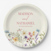 ワイルドフラワーワイルドフラワーフローラ庭園の結婚式 ペーパープレート (正面)