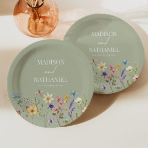 ワイルドフラワーワイルドフラワーフローラ庭園の結婚式 ペーパープレート