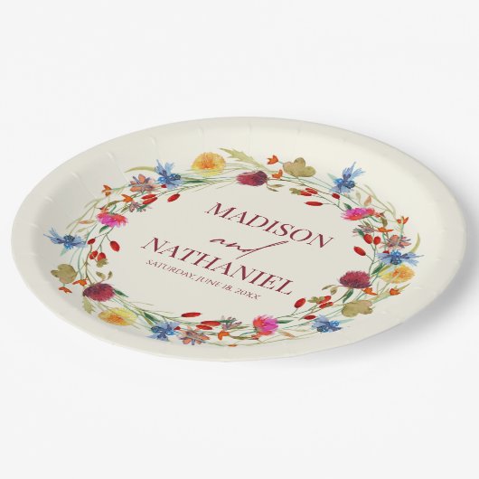 ワイルドフラワーワイルドフラワーフローラ庭園の結婚式 ペーパープレート (アングル)