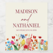 ワイルドフラワーワイルドフラワーフローラ庭園の結婚式 ワインラベル (シングルラベル)