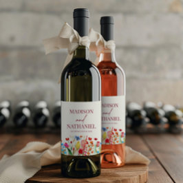 ワイルドフラワーワイルドフラワーフローラ庭園の結婚式 ワインラベル