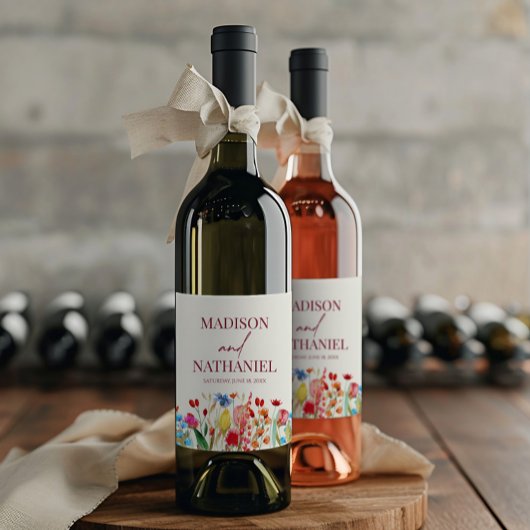 ワイルドフラワーワイルドフラワーフローラ庭園の結婚式 ワインラベル