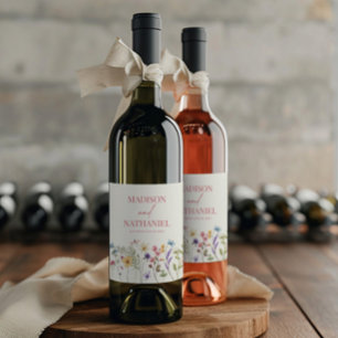 ワイルドフラワーワイルドフラワーフローラ庭園の結婚式 ワインラベル