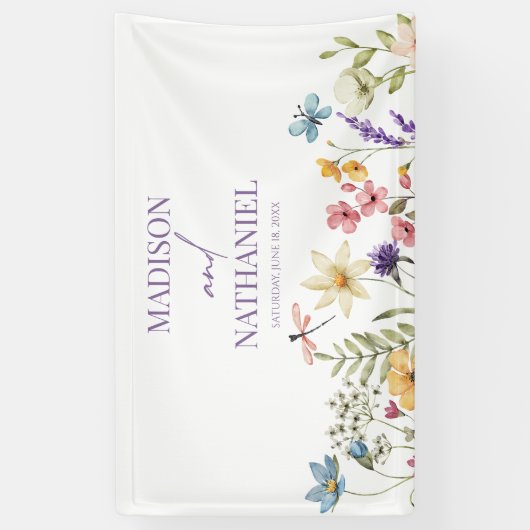 ワイルドフラワーワイルドフラワーフローラ庭園の結婚式 横断幕 (縦)