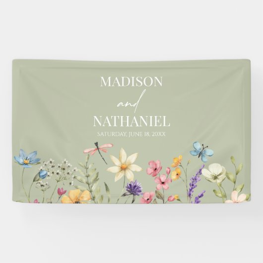 ワイルドフラワーワイルドフラワーフローラ庭園の結婚式 横断幕 (横)