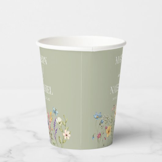 ワイルドフラワーワイルドフラワーフローラ庭園の結婚式 紙コップ (右)