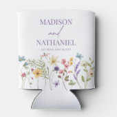 ワイルドフラワーワイルドフラワーフローラ庭園の結婚式 缶クーラー (裏面)