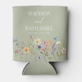 ワイルドフラワーワイルドフラワーフローラ庭園の結婚式 缶クーラー (正面)