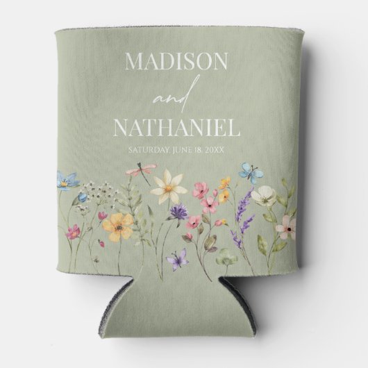ワイルドフラワーワイルドフラワーフローラ庭園の結婚式 缶クーラー (正面)