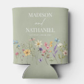 ワイルドフラワーワイルドフラワーフローラ庭園の結婚式 缶クーラー (裏面)