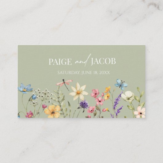 ワイルドフラワーワイルドフラワー結婚のフローラ プレイスカード (裏面)