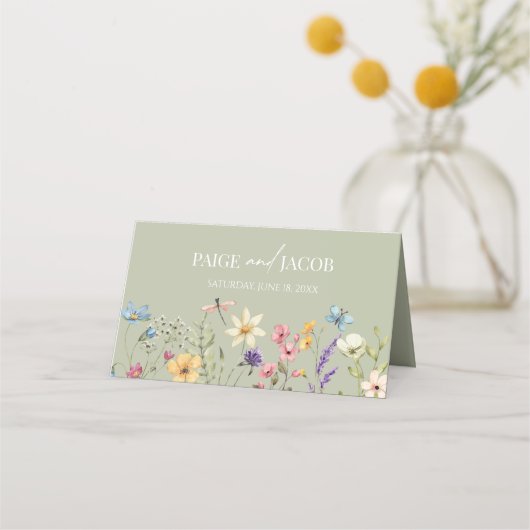 ワイルドフラワーワイルドフラワー結婚のフローラ プレイスカード (裏面)