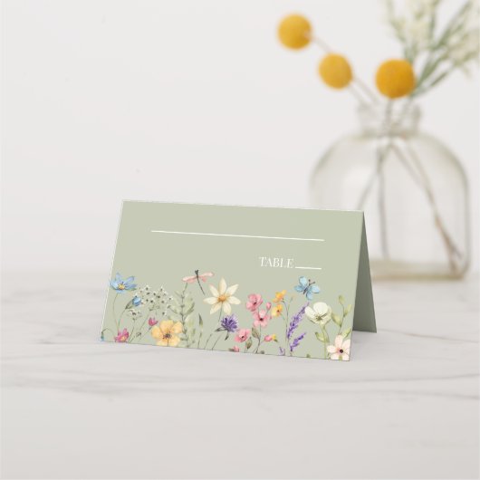 ワイルドフラワーワイルドフラワー結婚のフローラ プレイスカード (正面)