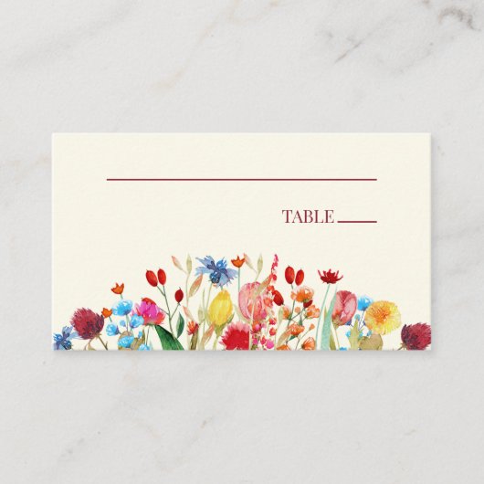 ワイルドフラワーワイルドフラワー結婚のフローラ プレイスカード (正面)