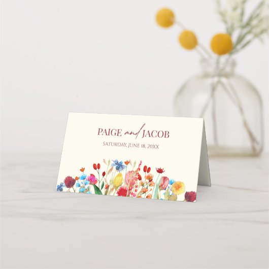 ワイルドフラワーワイルドフラワー結婚のフローラ プレイスカード (裏面)