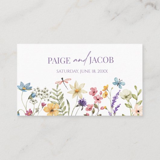 ワイルドフラワーワイルドフラワー結婚のフローラ プレイスカード (裏面)