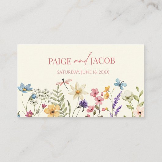 ワイルドフラワーワイルドフラワー結婚のフローラ プレイスカード (裏面)