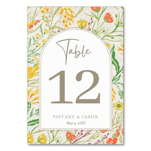 ワイルドフラワーワイルドメドウ結婚アウトドア テーブルナンバー (正面)