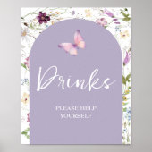 ワイルドフラワーワイルドワンバタフライガーデンパーティードリンク ポスター (正面)