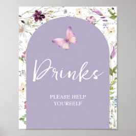 ワイルドフラワーワイルドワンバタフライガーデンパーティードリンク ポスター