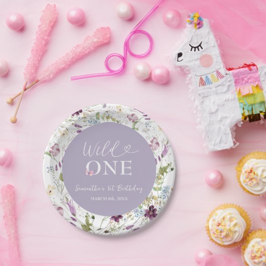 ワイルドフラワーワイルドワンバタフライガーデンパーティー ペーパープレート (パーティー)