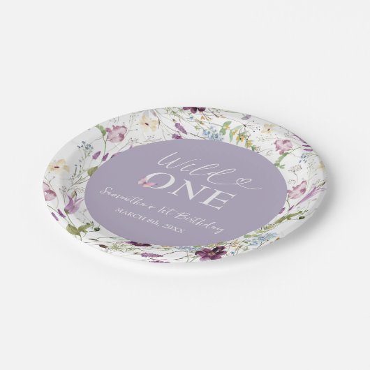 ワイルドフラワーワイルドワンバタフライガーデンパーティー ペーパープレート (アングル)