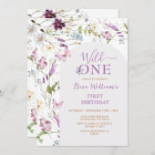 ワイルドフラワーワイルドワンバタフライ誕生日招待状 招待状 (正面/裏面)