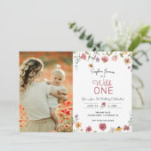 ワイルドフラワーワイルドワンファースト誕生日写真 招待状 (スタンド正面)