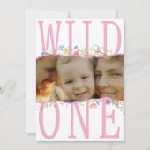 ワイルドフラワーワイルドワンボホガール写真第1誕生日 招待状 (正面)