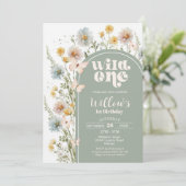 ワイルドフラワーワイルドワン誕生日招待状ボホセージ 招待状 (スタンド正面)