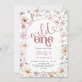 ワイルドフラワーワイルドワン誕生日 招待状 (正面)