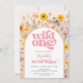 ワイルドフラワーワイルドワン誕生日 招待状 (正面)