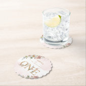 ワイルドフラワーワイルドワン赤面ピンクガール誕生日 ペーパーコースター (インサイチュ)