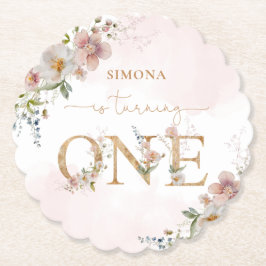 ワイルドフラワーワイルドワン赤面ピンクガール誕生日 ペーパーコースター