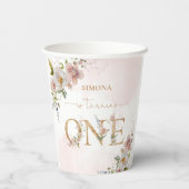 ワイルドフラワーワイルドワン赤面ピンクガール誕生日 紙コップ (裏面)