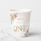 ワイルドフラワーワイルドワン赤面ピンクガール誕生日 紙コップ (正面)