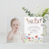 ワイルドフラワーワイルド&オネダーフル1歳の誕生日の写真 招待状 (スタンド正面)