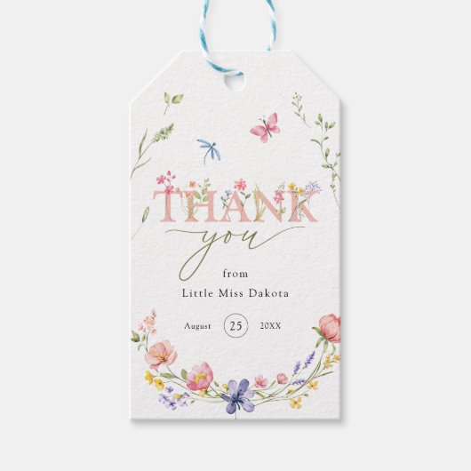 ワイルドフラワーワイルド&オンダーフル1歳の誕生日ありがとう ギフトタグ (正面)