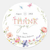 ワイルドフラワーワイルド&オンダーフル1歳の誕生日ありがとう ラウンドシール (正面)