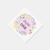 ワイルドフラワーワンガール初の誕生日フローラ スタンダードカクテルナプキン (角)