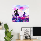 ワイルドフラワーワンダーランドウォーター色 ポスター (ホームオフィス)