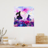 ワイルドフラワーワンダーランドウォーター色 ポスター (キッチン)