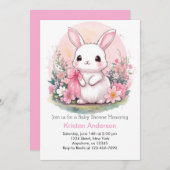ワイルドフラワーワンダーランドバニーガールベビーシャワー 招待状 (正面/裏面)