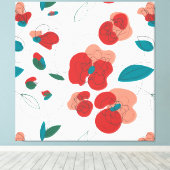 ワイルドフラワーワンダーランド |様式化された花のパターン キャンバスプリント (インサイチュ (ウッドフロア))