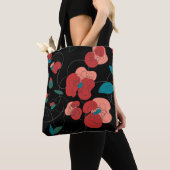 ワイルドフラワーワンダーランド |様式化された花のパターン トートバッグ (クローズアップ)